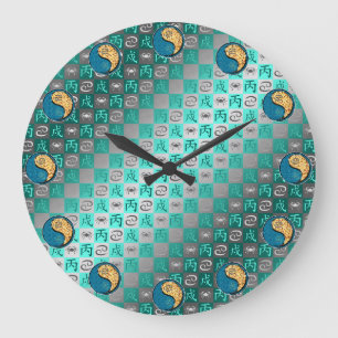 Cancer & Fire Dog Large Clock