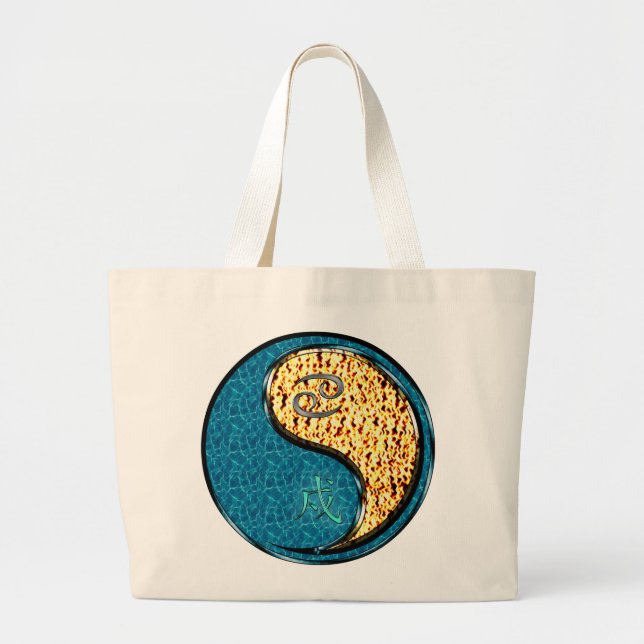Cancer & Fire Dog Large Tote Bag (Front)