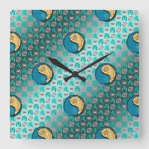 Cancer & Fire Dog Square Wall Clock