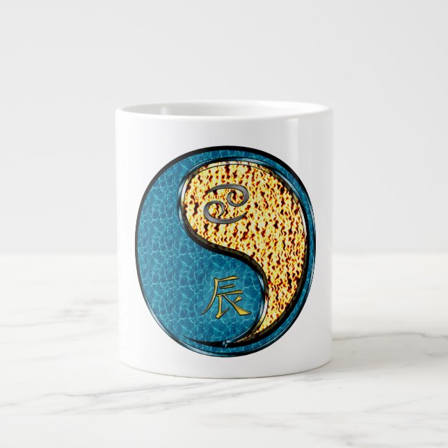 Cancer & Fire Dragon Large Coffee Mug (Front)