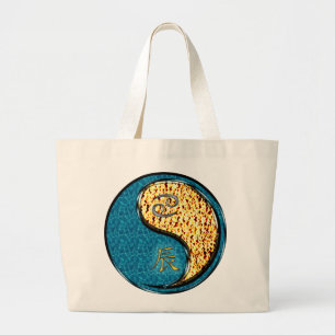 Cancer & Fire Dragon Large Tote Bag