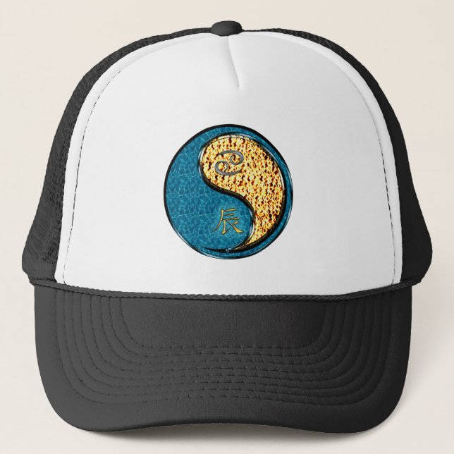 Cancer & Fire Dragon Trucker Hat (Front)