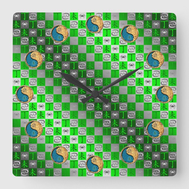 Cancer & Fire Goat Square Wall Clock (Front)