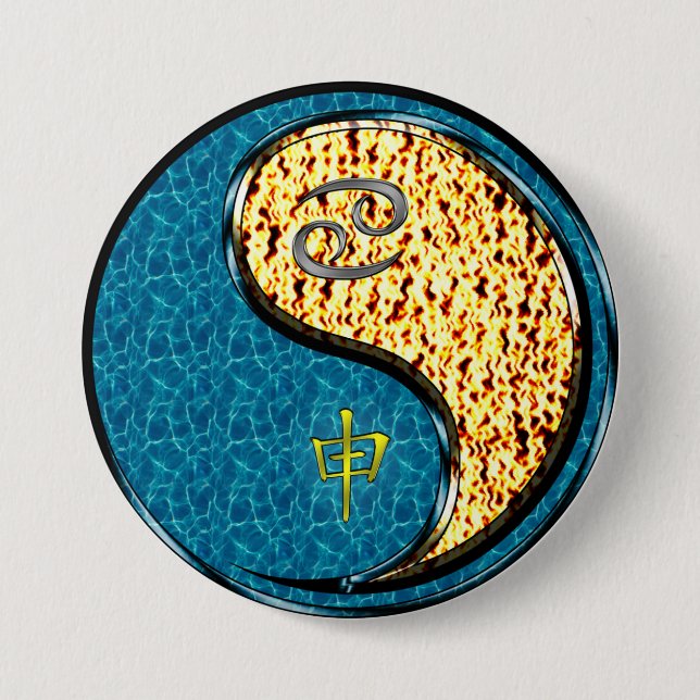 Cancer & Fire Monkey 3 Inch Round Button (Front)