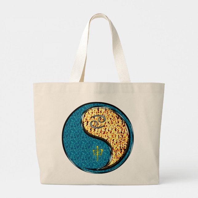 Cancer & Fire Monkey Large Tote Bag (Back)