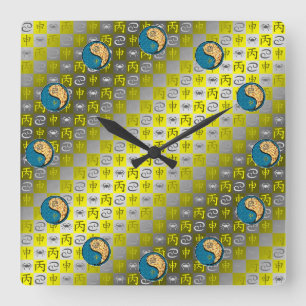 Cancer & Fire Monkey Square Wall Clock