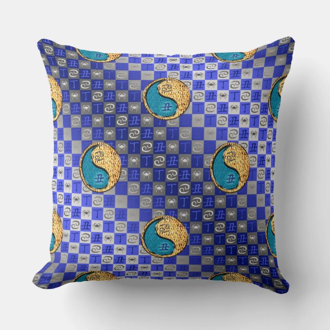 Cancer & Fire Ox Throw Pillow (Front)