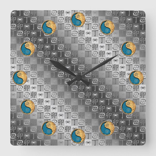 Cancer & Fire Rabbit Square Wall Clock (Front)