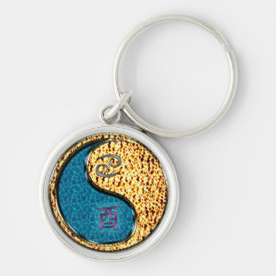 Cancer & Fire Rooster Keychain
