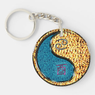 Cancer & Fire Rooster Keychain