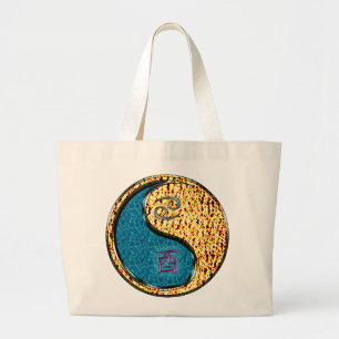 Cancer & Fire Rooster Large Tote Bag