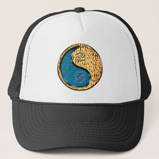 Cancer & Fire Rooster Trucker Hat (Front)