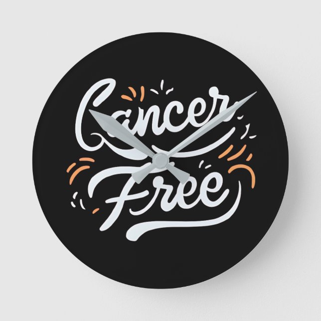 cancer free breast cancer awareness  round clock (Front)