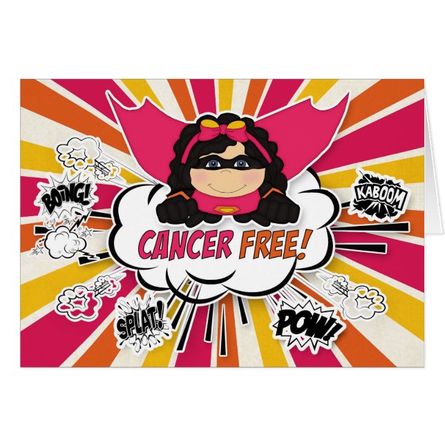 Cancer Free Congratulations Girl Pink Superhero (Front Horizontal)