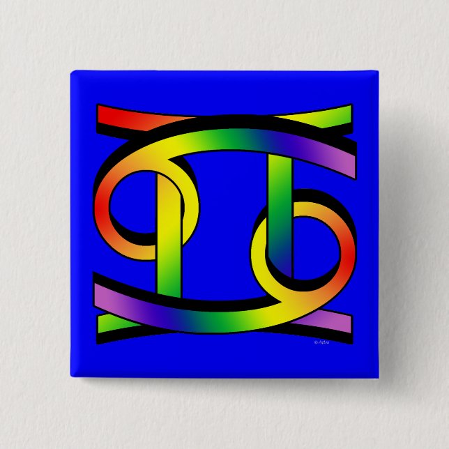 Cancer & Gemini GLBT 2 Inch Square Button (Front)