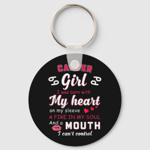 Cancer Girl Funny Quote With Zodiac Sign Birthday Keychain