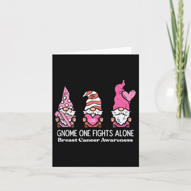 Cancer Gnome One Fights Alone Awareness Women Men  Card (Front)