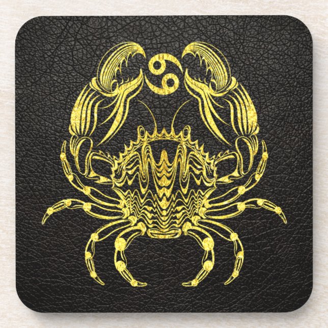 Cancer Gold on Leather Coaster (Front)