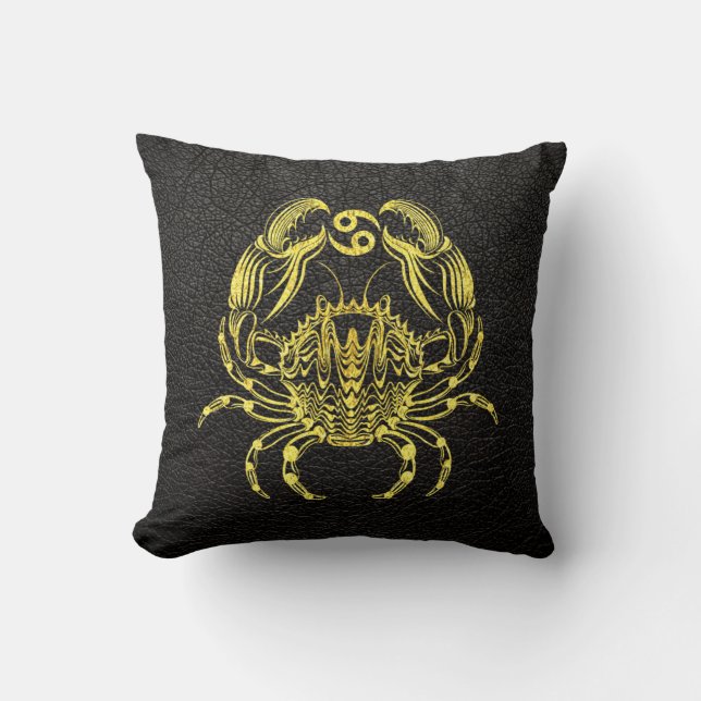 Cancer Gold on Leather Throw Pillow (Front)