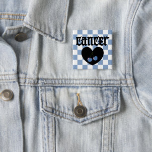 Cancer Gothic Aesthetic Checkered Cherries Design 2 Inch Square Button