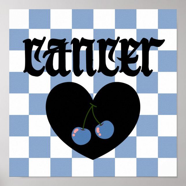 Cancer Gothic Aesthetic Chequered Cherry Art Poster (Front)