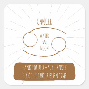 Cancer Hand Poured Horoscope Soy Candle Label