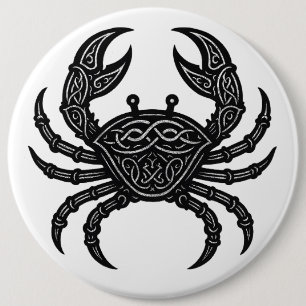 Cancer — Haunted Ink Zodiac Crab 6 Inch Round Button