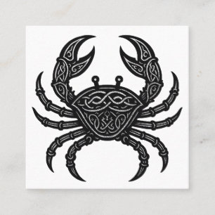 Cancer — Haunted Ink Zodiac Crab T‑Shirt Square Business Card