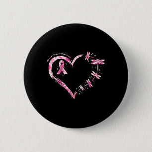 Cancer Heart Dragonflies Awareness Women Kids Men  2 Inch Round Button