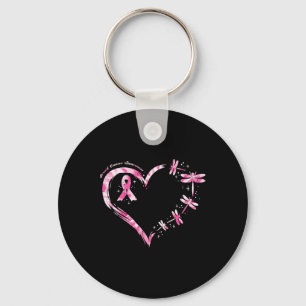Cancer Heart Dragonflies Awareness Women Kids Men Keychain