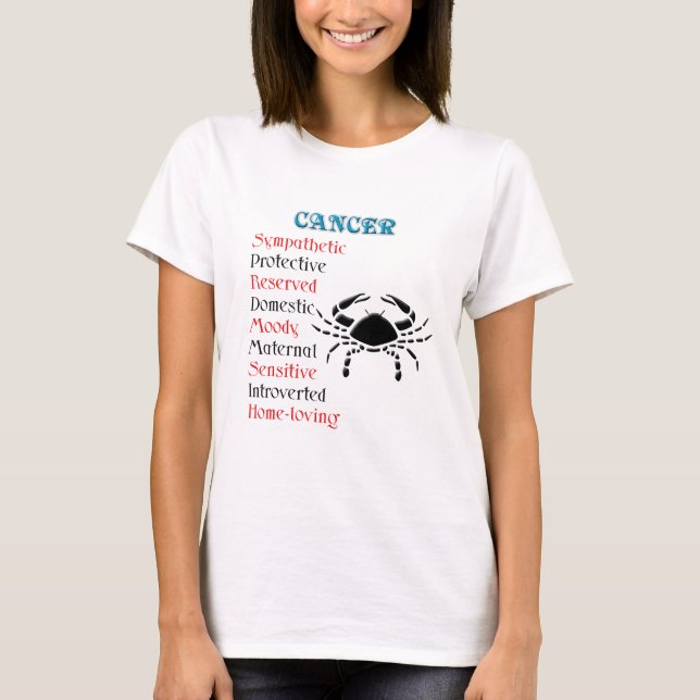 Cancer Horoscope Zodiac Sign T-Shirt (Front)