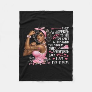 Cancer I Am The Storm Black Women We Wear Pink Rib Fleece Blanket