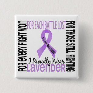 Cancer I Proudly Wear Lavender 2 Inch Square Button