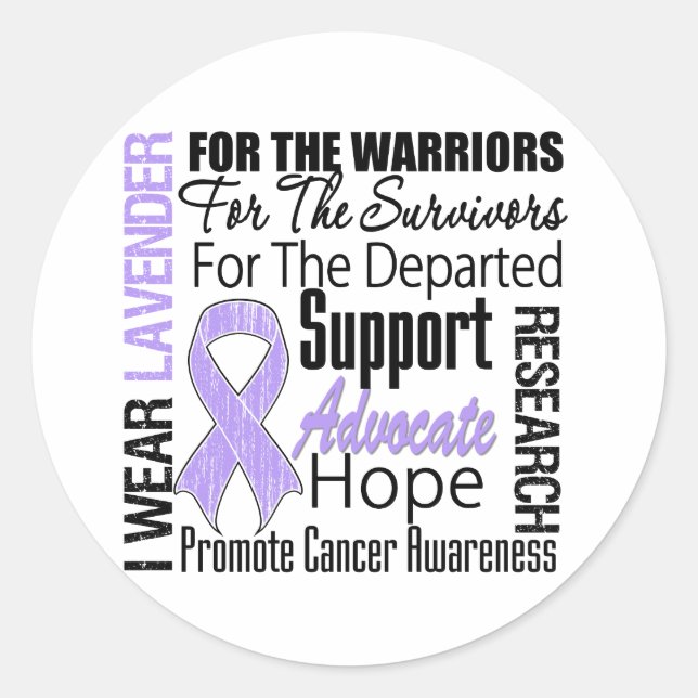 CANCER I Wear Lavender Ribbon TRIBUTE Classic Round Sticker (Front)