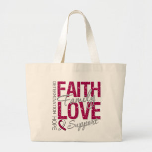 Cancer Inspiring Slogan Collage Head Neck Cancer Large Tote Bag