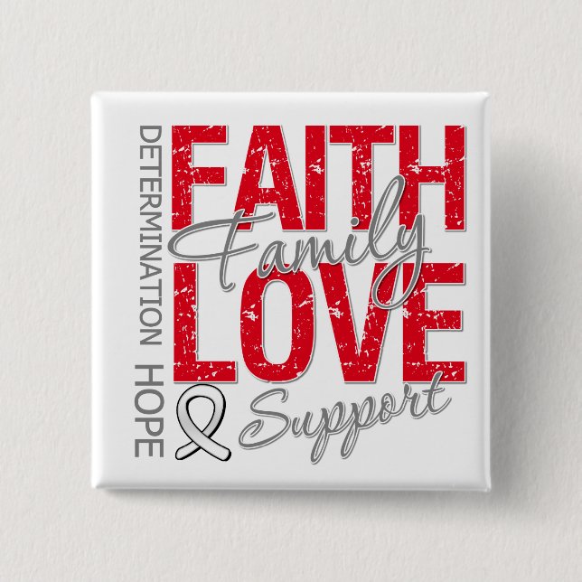 Cancer Inspiring Slogan Collage Lung Cancer 2 Inch Square Button (Front)