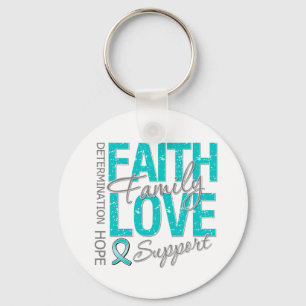 Cancer Inspiring Slogan Collage Ovarian Cancer Keychain