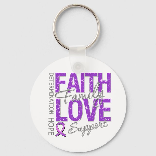 Cancer Inspiring Slogan Collage Pancreatic Cancer Keychain (Front)