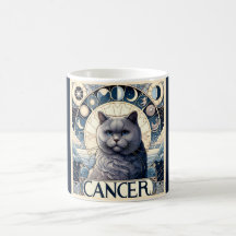 Cancer Intuitive Cat Zodiac Art Nouveau