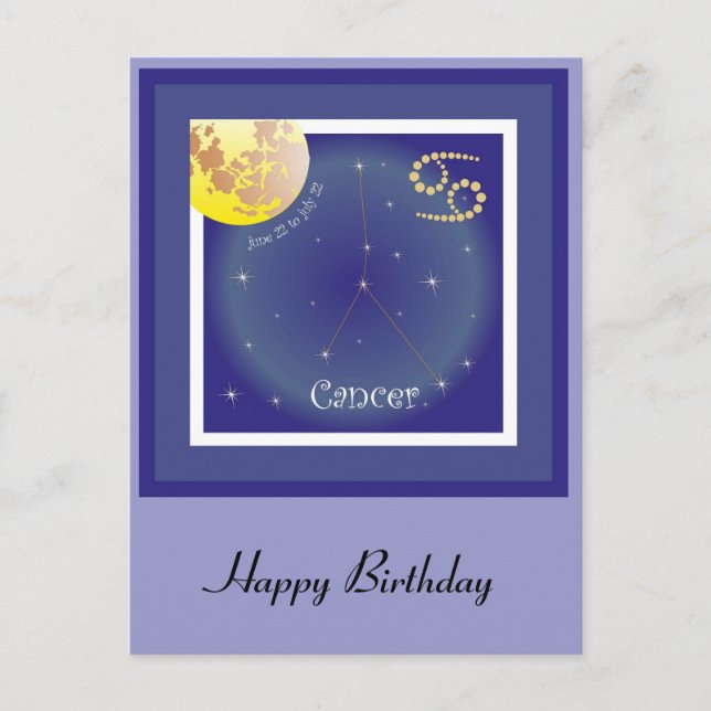 Cancer June 22 to July 22 Postkarte Postcard (Front)