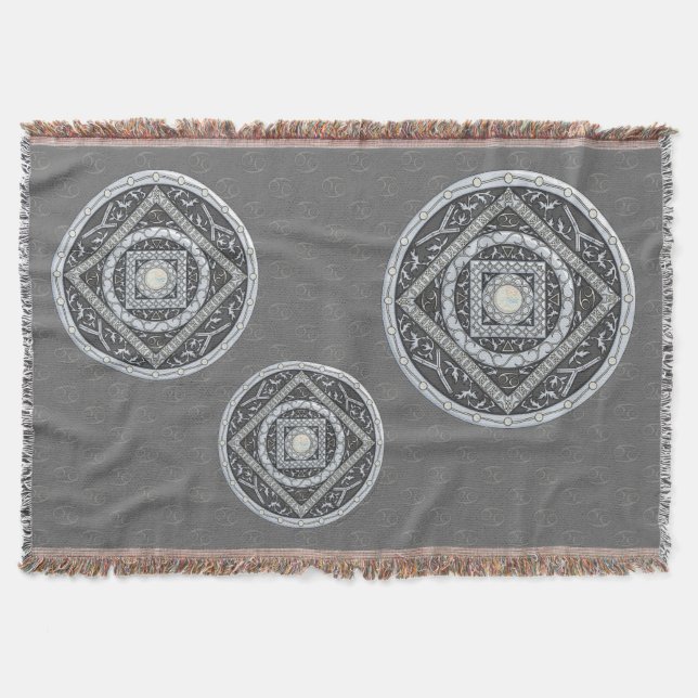 Cancer Mandala Throw Blanket (Front)