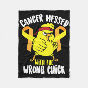 Cancer Messed With The Wrong Chick Survivor Funny Fleece Blanket