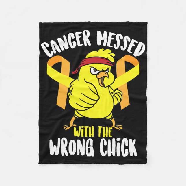 Cancer Messed With The Wrong Chick Survivor Funny  Fleece Blanket (Front)