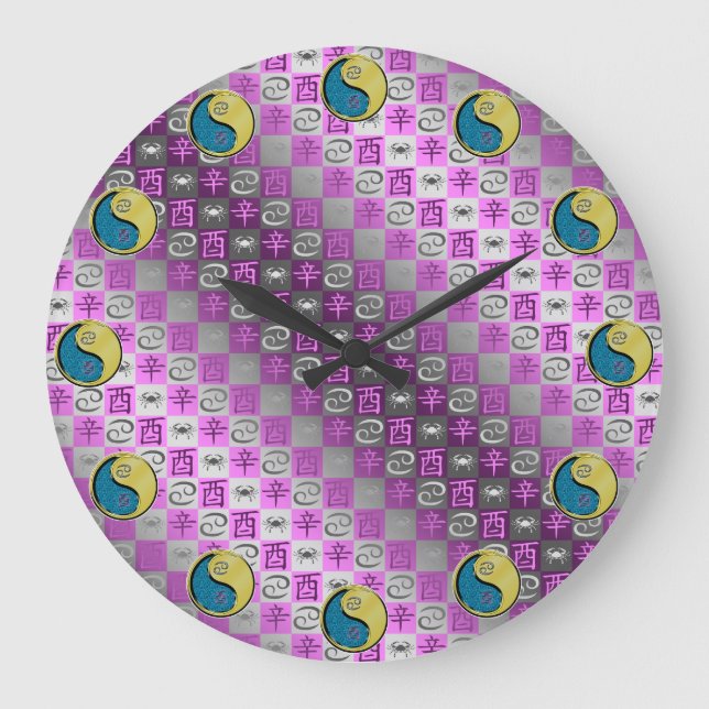 Cancer & Metal Rooster Large Clock (Front)