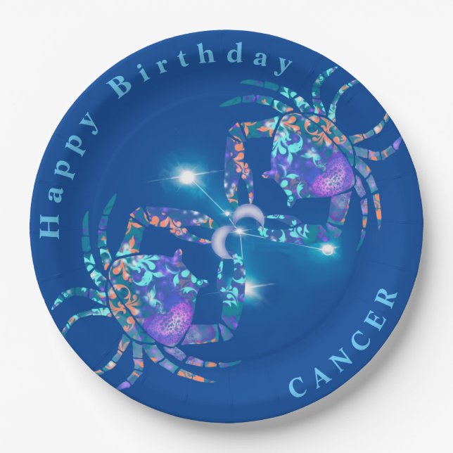 Cancer modern midnight  paper plate (Front)