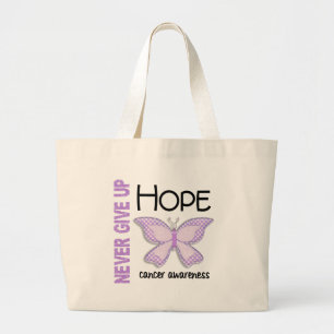 Cancer Never Give Up Hope Butterfly 4.1 Large Tote Bag