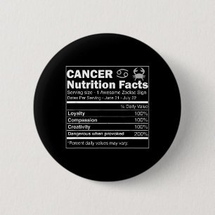 Cancer Nutrition Facts Astrology Zodiac Sign 2 Inch Round Button