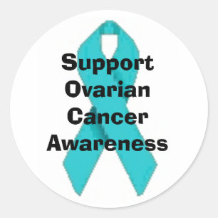 CANCER OVARIEN TURQUOISE STICKER RIBBON