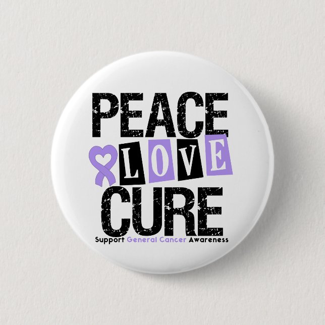 Cancer Peace Love Cure 2 Inch Round Button (Front)