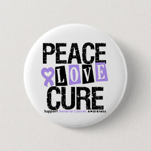Cancer Peace Love Cure 2 Inch Round Button